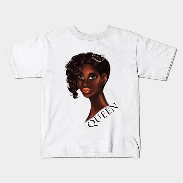 Black Queen Powerful Woman Unapologetically Black Kids T-Shirt by Ebony Rose 